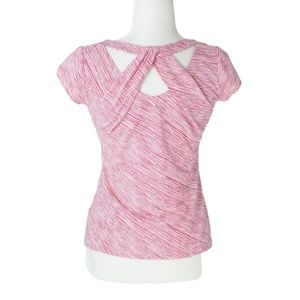 Lafayette 148 NYSize PXS Twist Back Top | Stretch Stripe Scoop Neck Tee